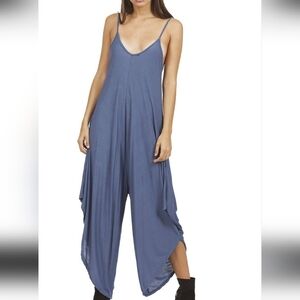 Elan Slate Blue Spaghetti Strap Jumpsuit